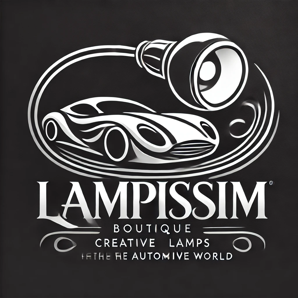 DALL·E 2024-11-18 11.44.05 - A luxurious and elegant logo for a boutique named 'Lampissim', specializing in creative lamps inspired by the automotive world. The design is clean an